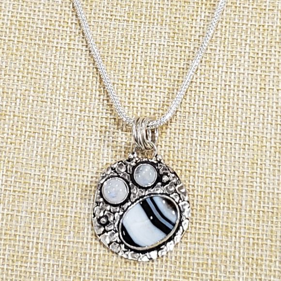 Natural Botswana Agate Gem 925 Silver Long Unique Handmade Pendant Necklace